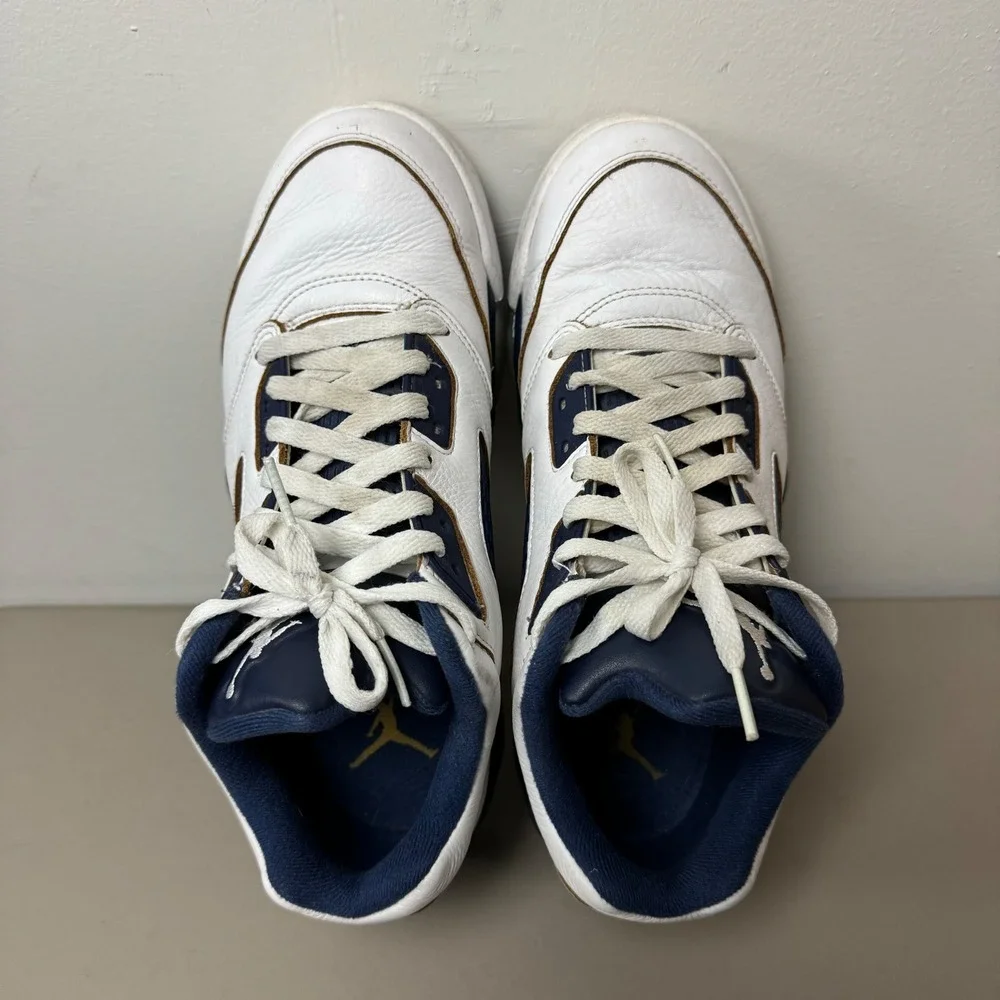 Nike Air Jordan 5 Retro Low Men 8.5 Dunk From‎ Above Shoe Sneaker White Blue